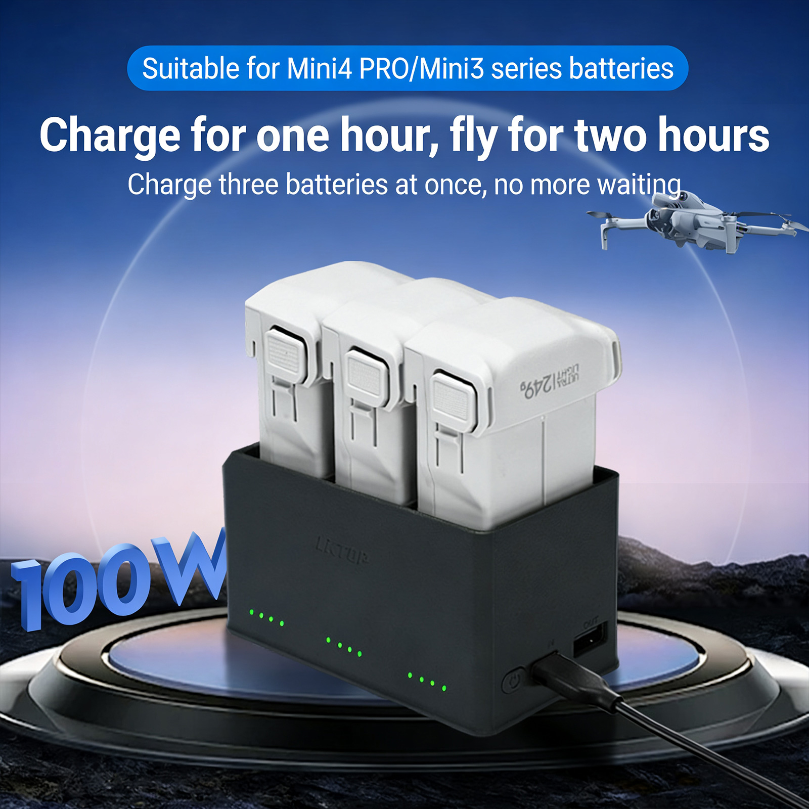 Drone Charging Hub - ตัวจัดการการชาร์จแบตเตอรี่สำหรับ Mini 3/3 Pro/Mini 4 Pro
